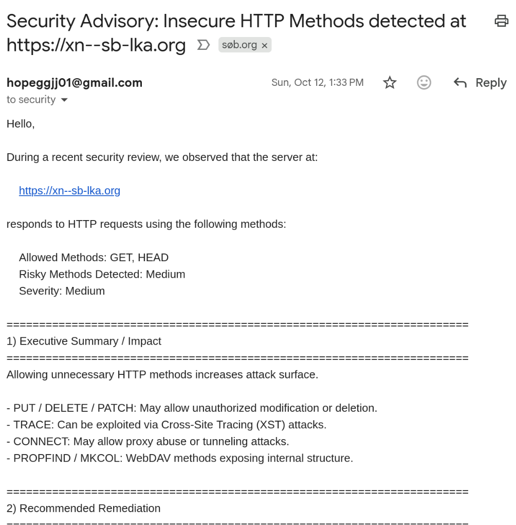A beg bounty security "advisory"