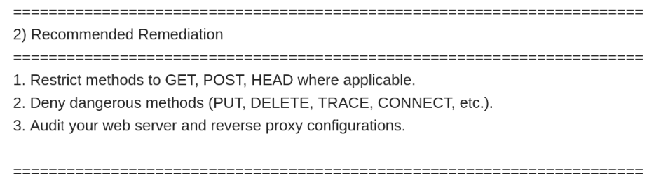 A beg bounty security advisory "recommendations"